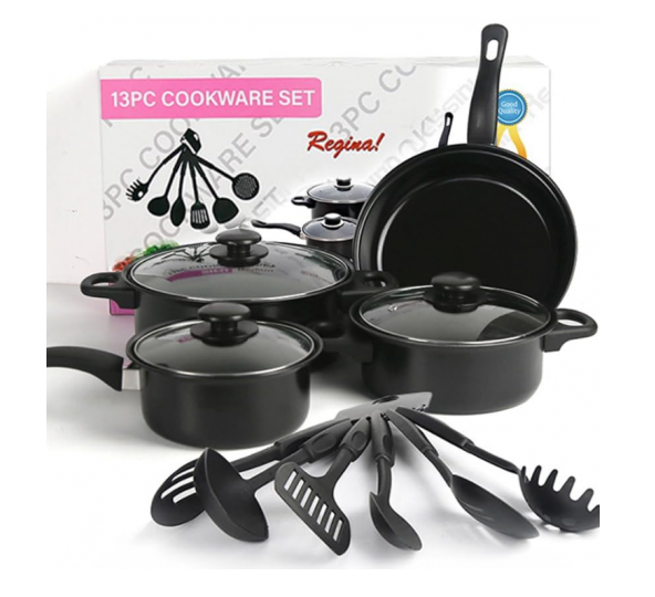 SET DE OLLAS Y JUEGO DE UTENCILIOS DE COCINA 13PZ