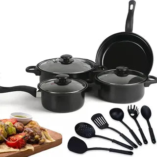 SET DE OLLAS Y JUEGO DE UTENCILIOS DE COCINA 13PZ