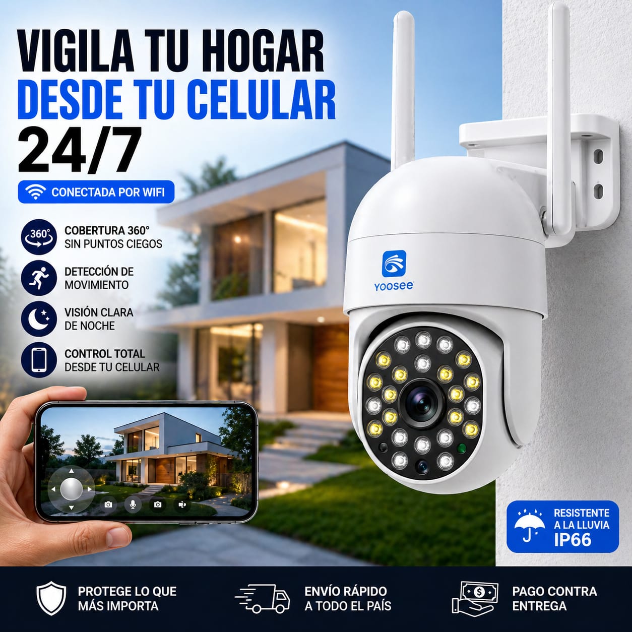 CAMARA WIFI EXTERIOR PTZ JORTAN JT-8161QJ YOOSEE-EP-NM20 MD-12848