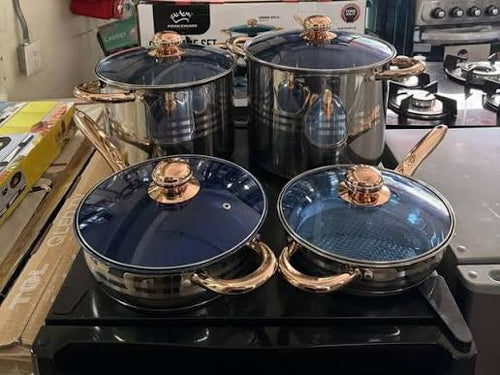 SET DE CALDEROS DE 8 PIEZAS EN ACERO INOXIDABLE MARCA PRINCEWARE